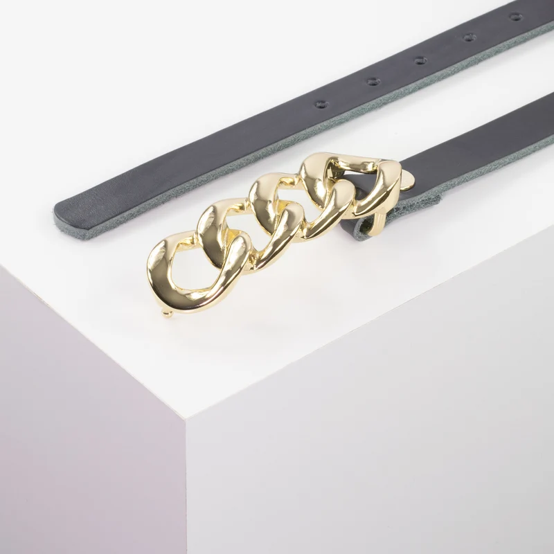 Ledergürtel 2cm mit Schnalle Roma gold