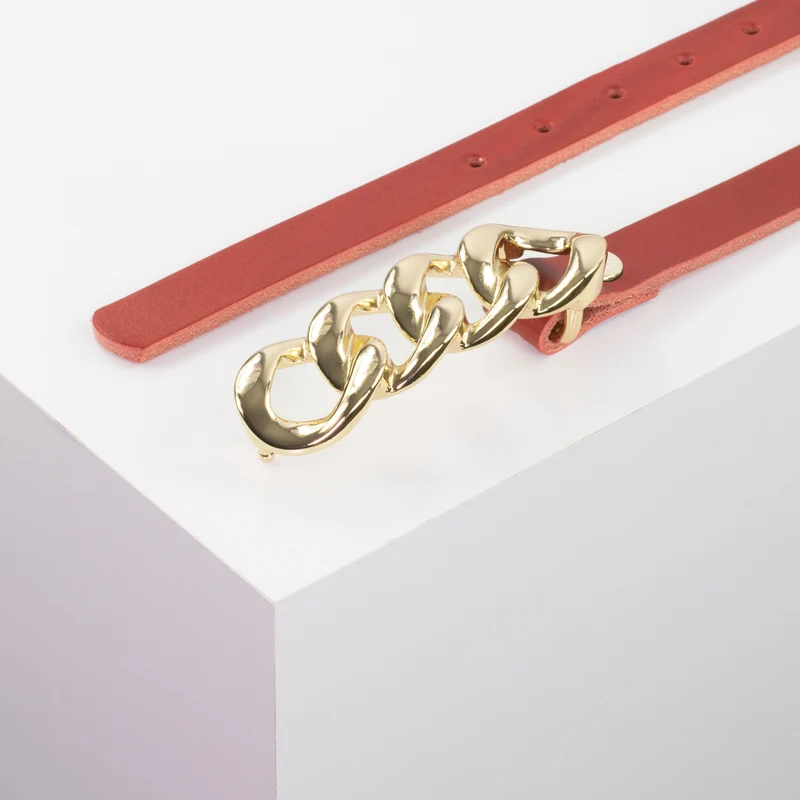 Ledergürtel 2cm mit Schnalle Roma gold
