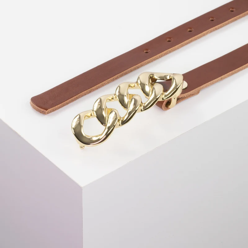 Ledergürtel 2cm mit Schnalle Roma gold