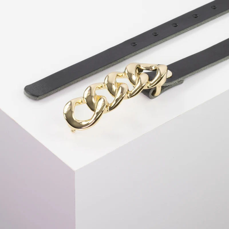 Ledergürtel 2cm mit Schnalle Roma gold