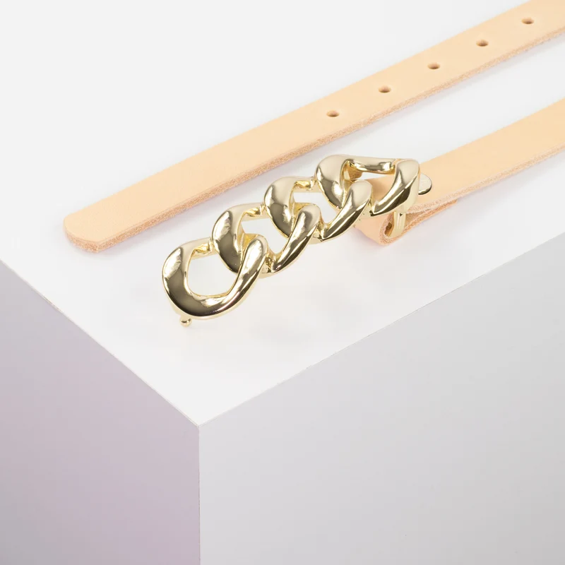 Ledergürtel 2cm mit Schnalle Roma gold