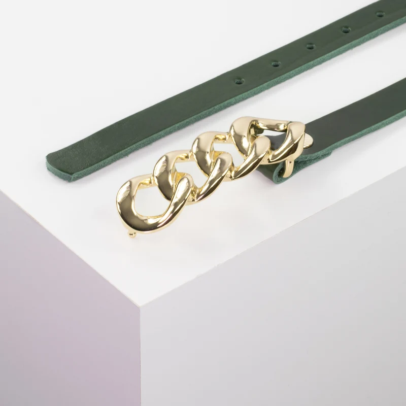 Ledergürtel 2cm mit Schnalle Roma gold