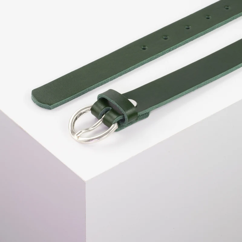 Ledergürtel 2,5cm mit Schnalle Oslo silber