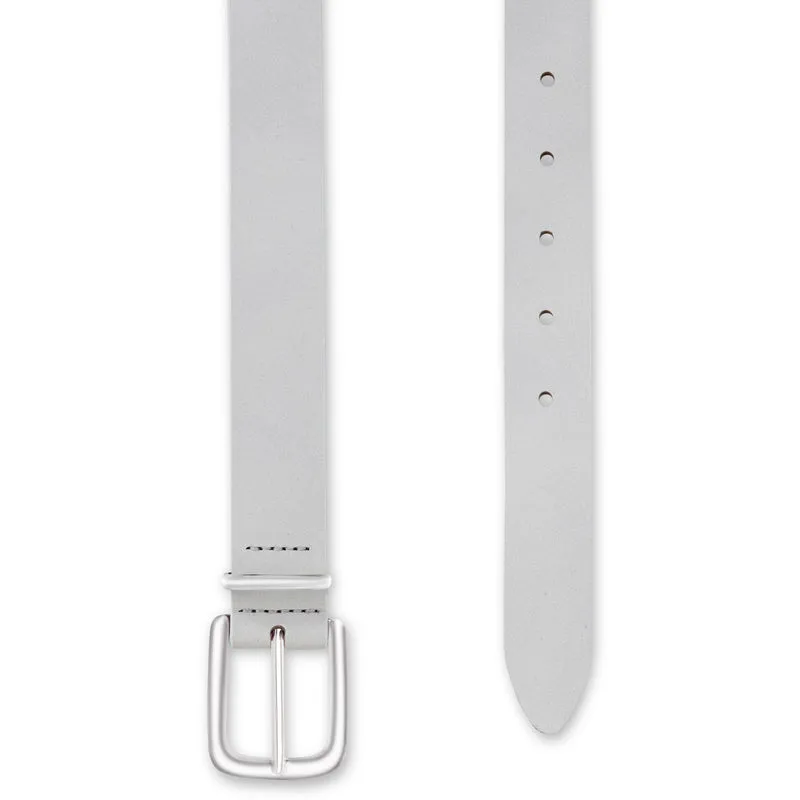 Eleganter 3cm Damengürtel „Alexandra" in Hellgrau – Schmaler Gürtel mit Silberschnalle und Schlaufe