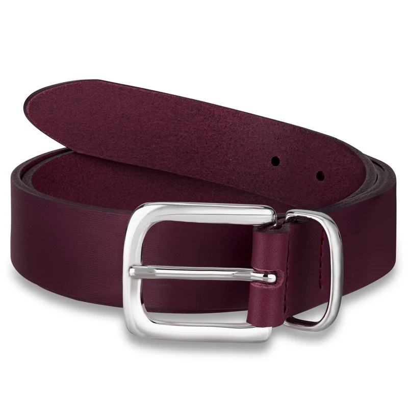 Eleganter 3cm Damengürtel „Alexandra" in Lila – Schmaler Gürtel mit Silberschnalle und Schlaufe