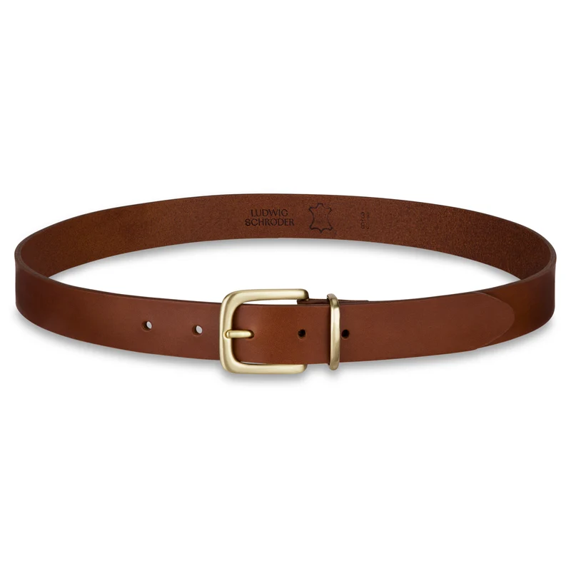Eleganter 3cm Damengürtel „Alexandra" in Nussbraun – Schmaler Gürtel mit goldener Schnalle und Schlaufe