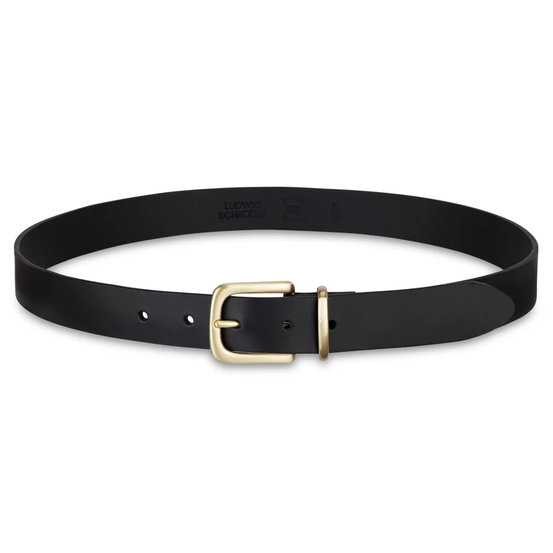 Eleganter 3cm Damengürtel „Alexandra" in Schwarz – Schwarzer Gürtel mit Gold Schnalle und Schlaufe