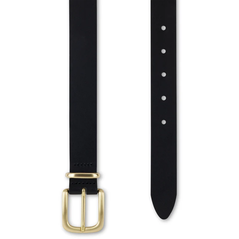 Eleganter 3cm Damengürtel „Alexandra" in Schwarz – Schwarzer Gürtel mit Gold Schnalle und Schlaufe
