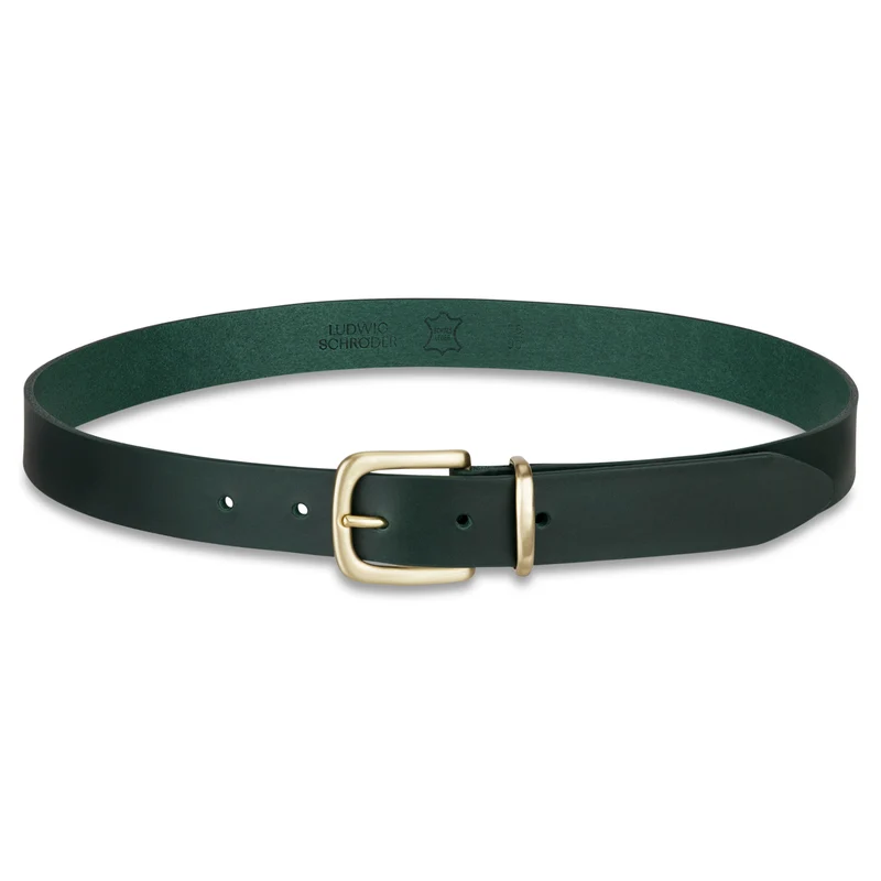 Eleganter 3cm Damengürtel „Alexandra" Dunkelgrün – Schmaler Gürtel mit goldener Schnalle und Schlaufe