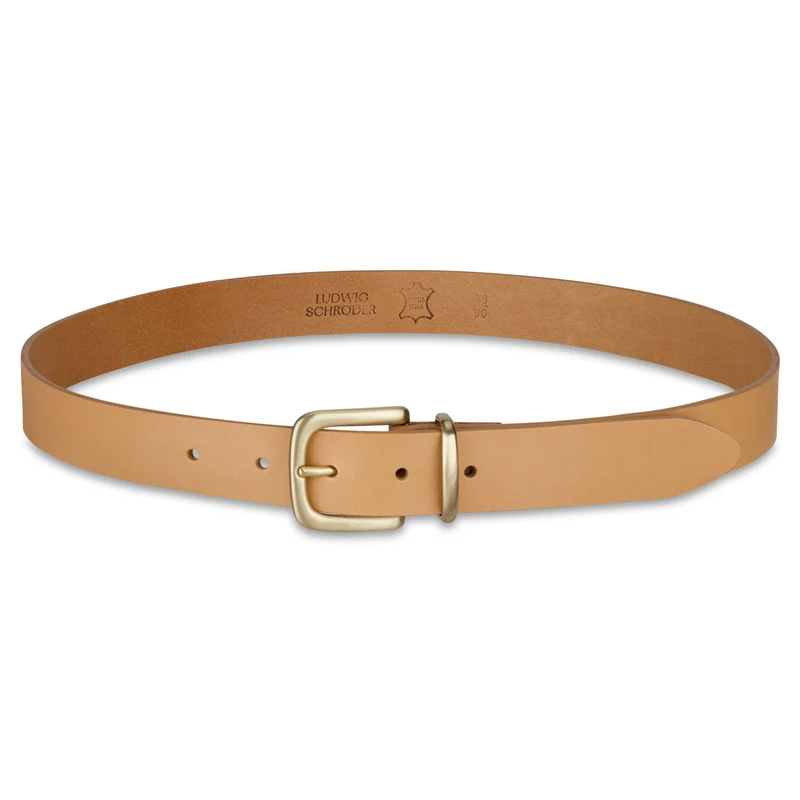 Eleganter 3cm Damengürtel „Alexandra" Naturell – Schmaler Gürtel mit goldener Schnalle und Schlaufe