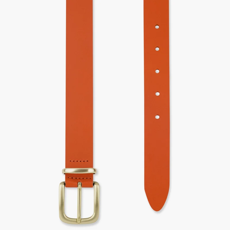 Eleganter 3cm Damengürtel „Alexandra" in Orange – Schmaler Gürtel mit goldener Schnalle und Schlaufe