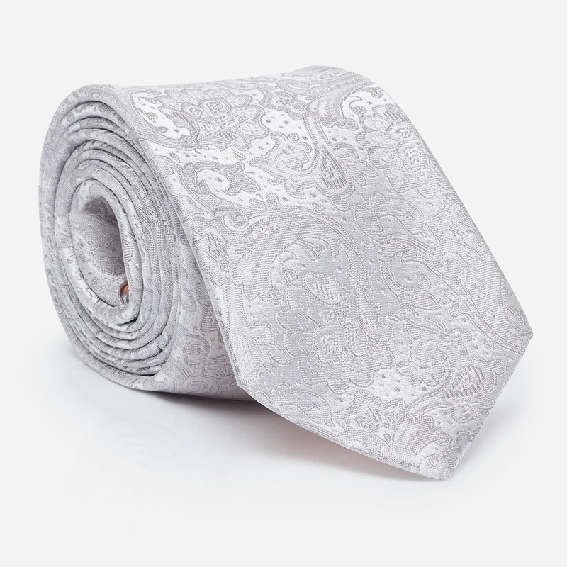 LELIO silver paisley – Seidenkrawatte im Paisley-Dessin