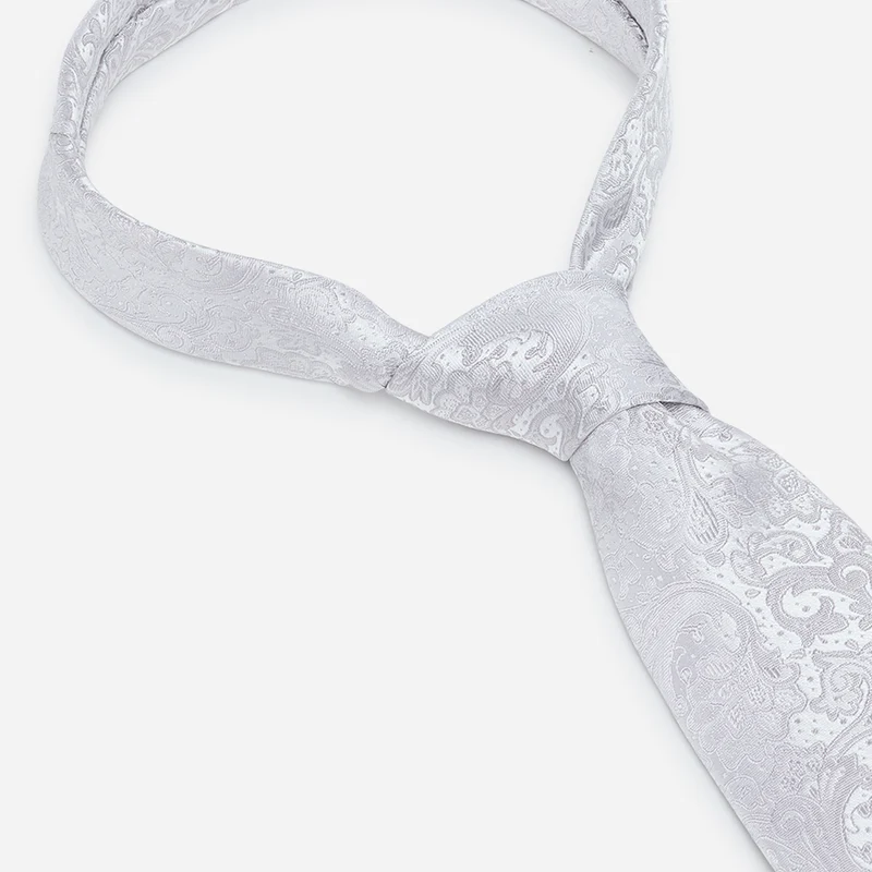 LELIO silver paisley – Seidenkrawatte im Paisley-Dessin