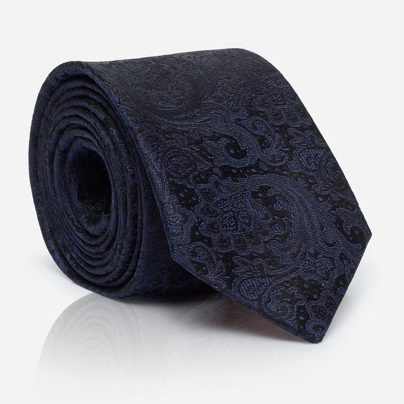 LUAN navy paisley – Seidenkrawatte im Paisley-Dessin