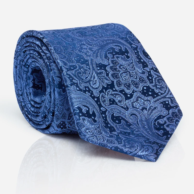 LUAN blue paisley – Seidenkrawatte im Paisley-Dessin