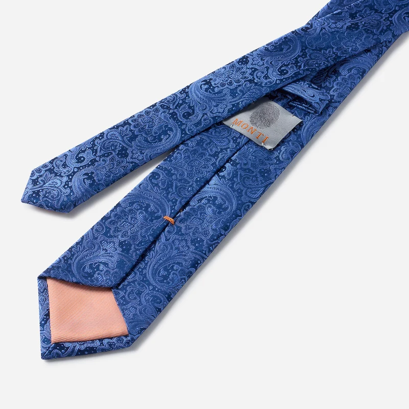 LUAN blue paisley – Seidenkrawatte im Paisley-Dessin