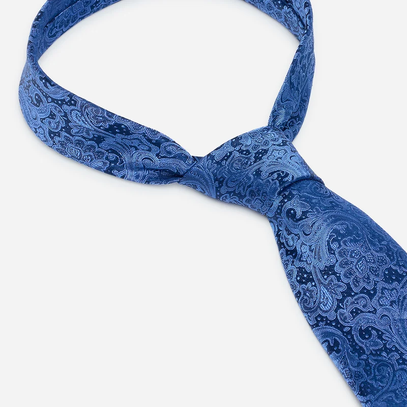LUAN blue paisley – Seidenkrawatte im Paisley-Dessin