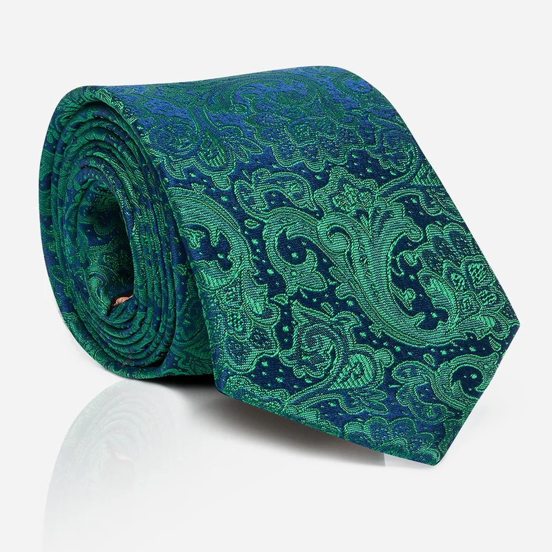 LUAN green paisley – Seidenkrawatte im Paisley-Dessin