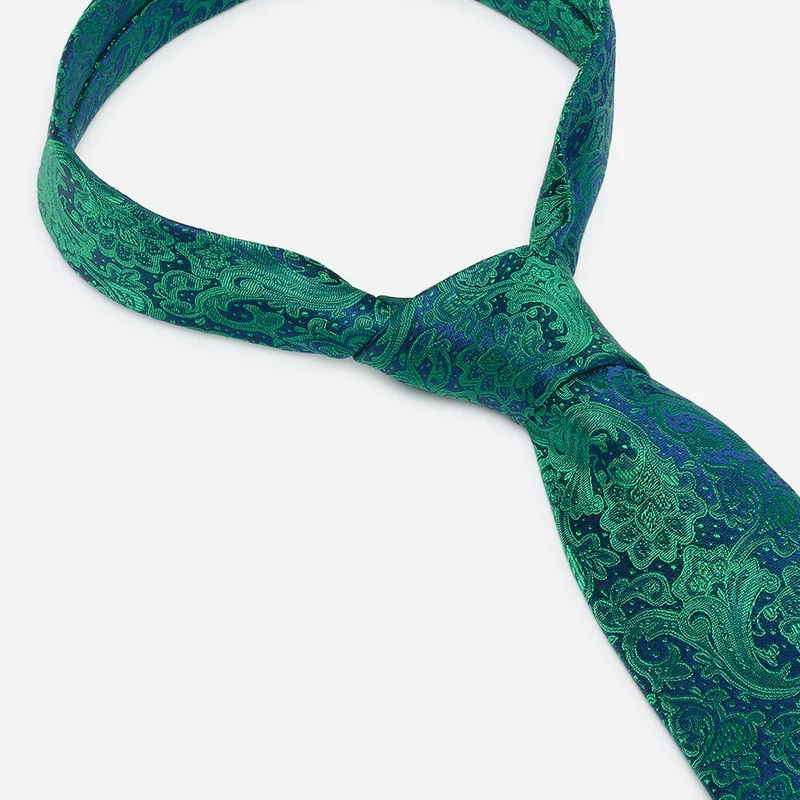 LUAN green paisley – Seidenkrawatte im Paisley-Dessin