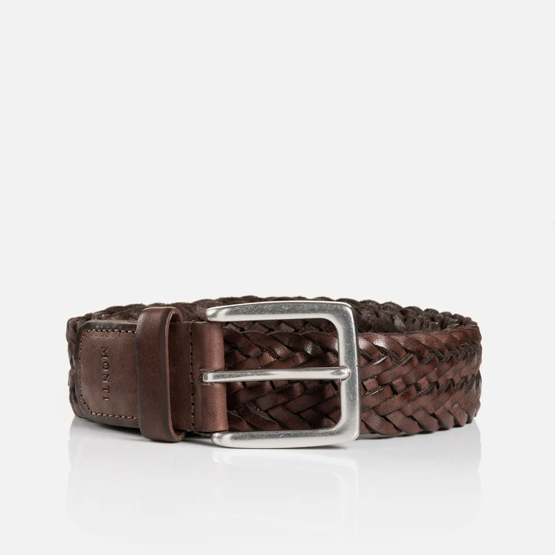 ALBANY brown uni – Geflochtener Ledergürtel Herren 3,5 cm