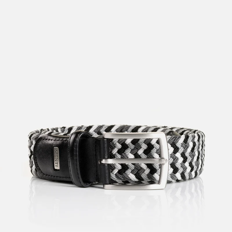 PALMA anthrazit/mid. grey/light grey – Elastischer Flechtgürtel Herren 3,5 cm in Multicolor