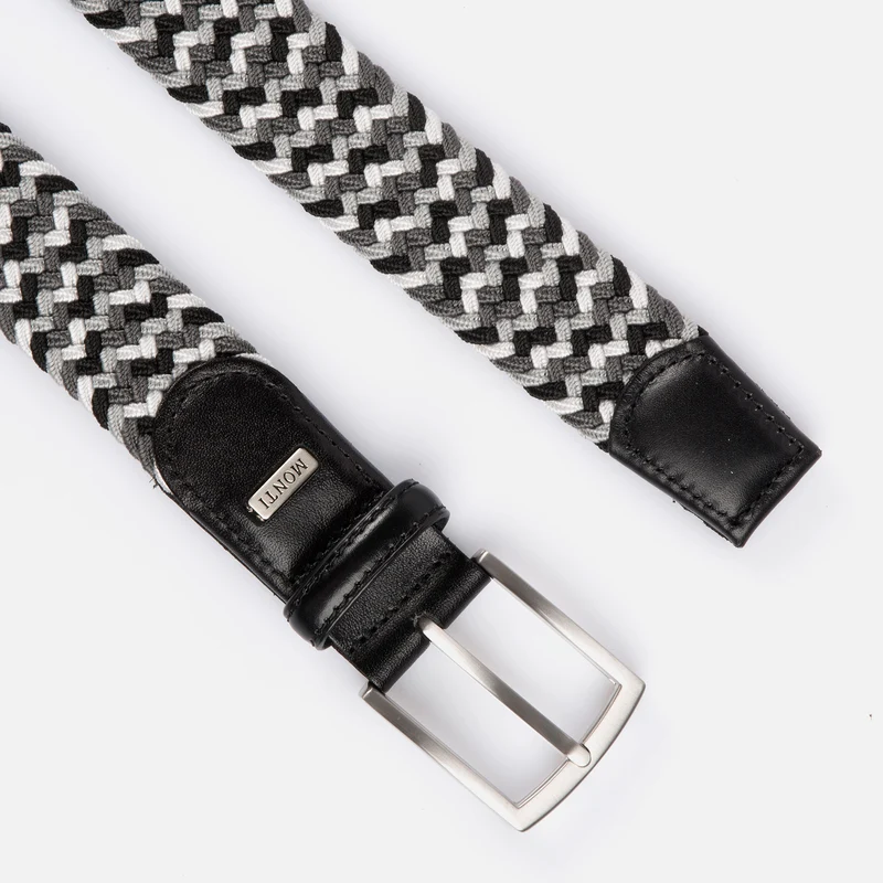 PALMA anthrazit/mid. grey/light grey – Elastischer Flechtgürtel Herren 3,5 cm in Multicolor