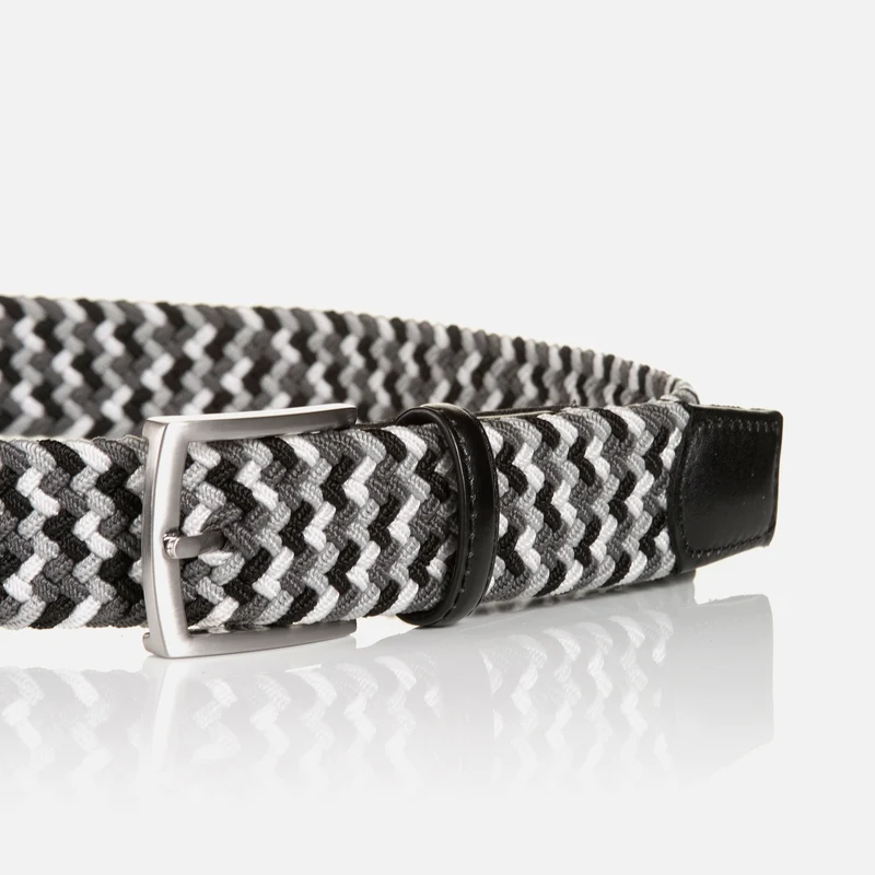 PALMA anthrazit/mid. grey/light grey – Elastischer Flechtgürtel Herren 3,5 cm in Multicolor