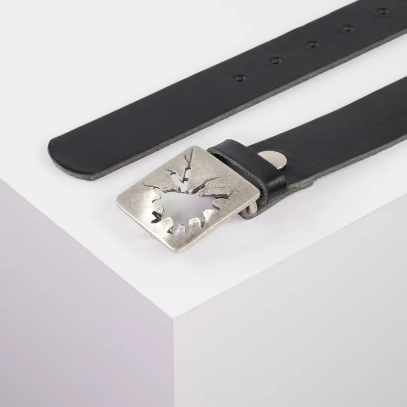 Ledergürtel 3,5cm mit Schnalle Vesuvio silber