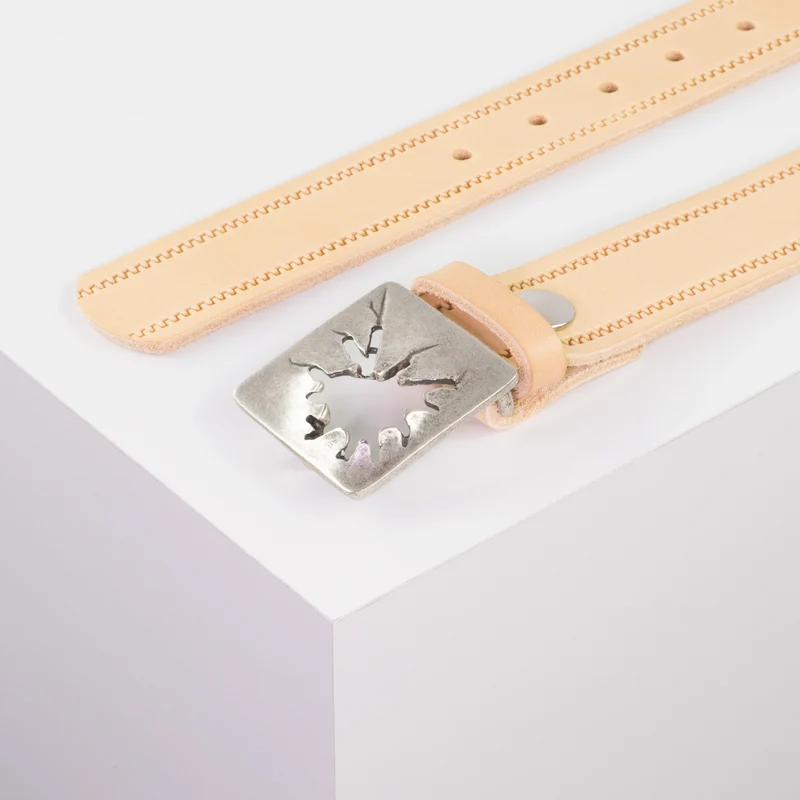Ledergürtel 3,5cm mit Schnalle Vesuvio silber