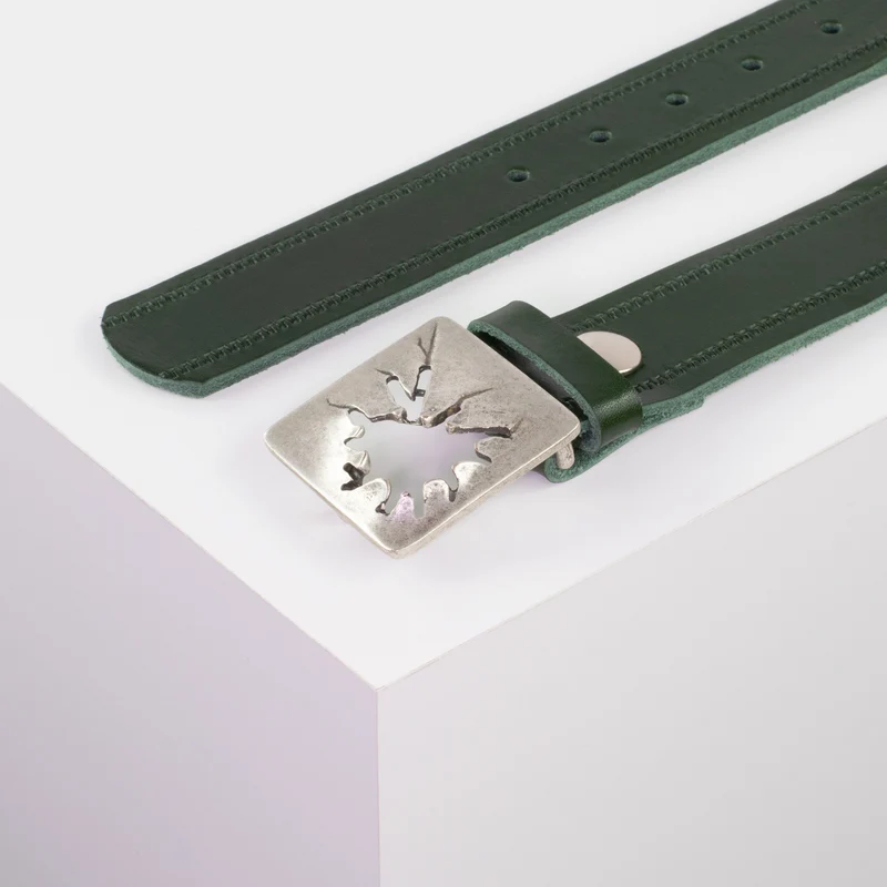 Ledergürtel 3,5cm mit Schnalle Vesuvio silber