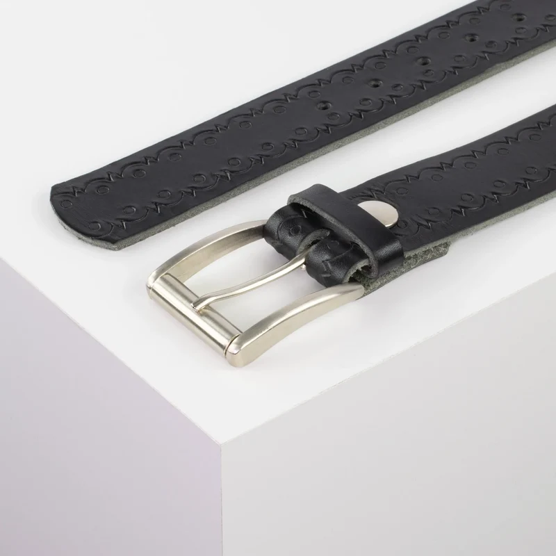 Ledergürtel 4cm mit Schnalle Amsterdam silber glänzend