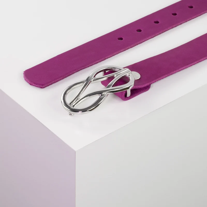Ledergürtel 3cm mit Schnalle Havanna silber glänzend