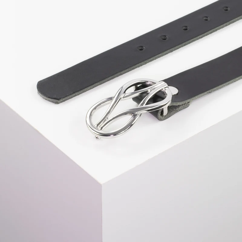Ledergürtel 3cm mit Schnalle Havanna silber glänzend