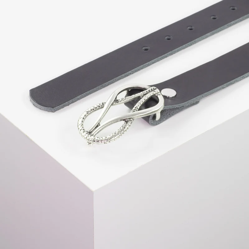 Ledergürtel 3cm mit Schnalle Havanna silber matt