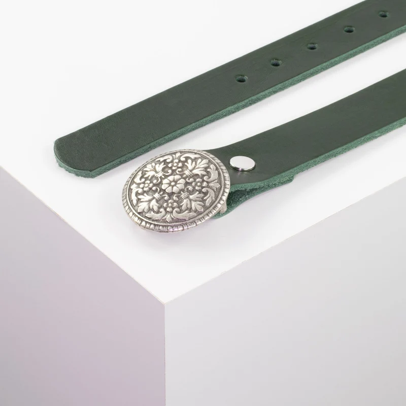Ledergürtel 3cm mit Schnalle Montafon silber