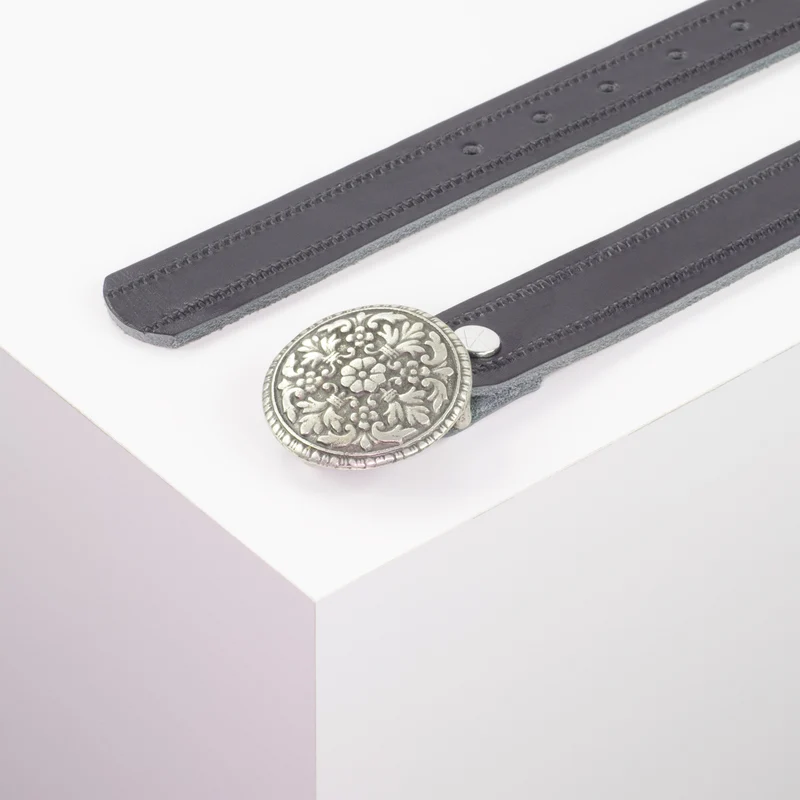 Ledergürtel 3cm mit Schnalle Montafon silber