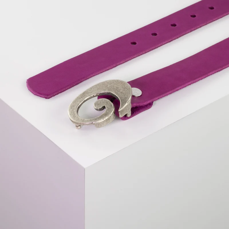 Ledergürtel 3cm mit Schnalle Schnecke silber matt