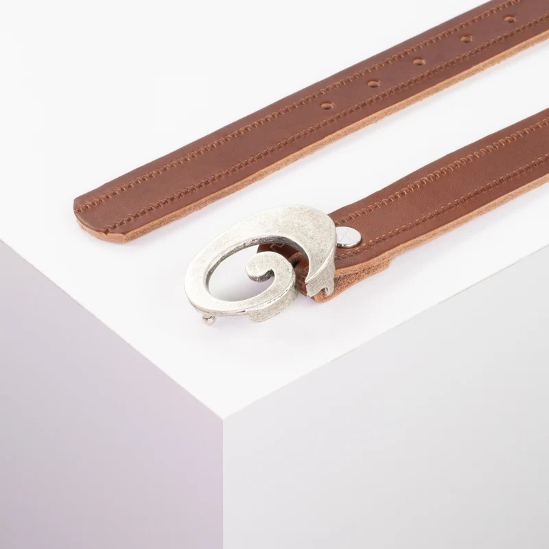 Ledergürtel 3cm mit Schnalle Schnecke silber matt