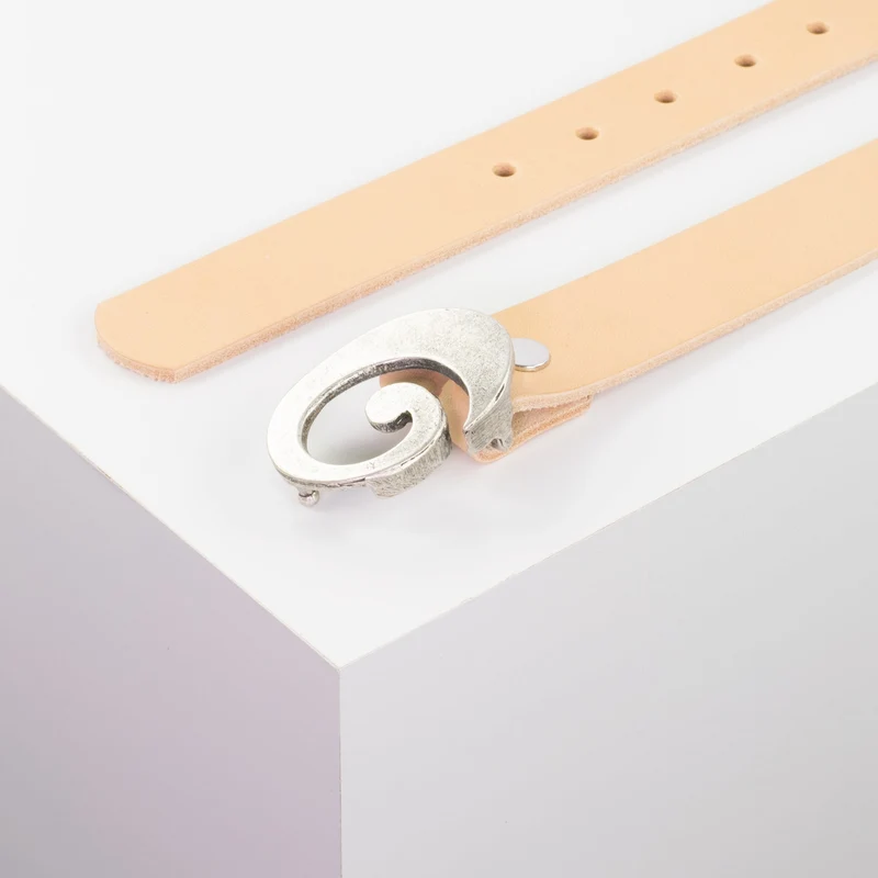 Ledergürtel 3cm mit Schnalle Schnecke silber matt