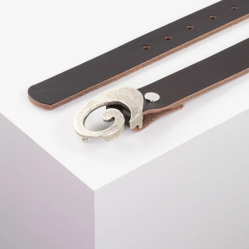 Ledergürtel 3cm mit Schnalle Schnecke silber matt