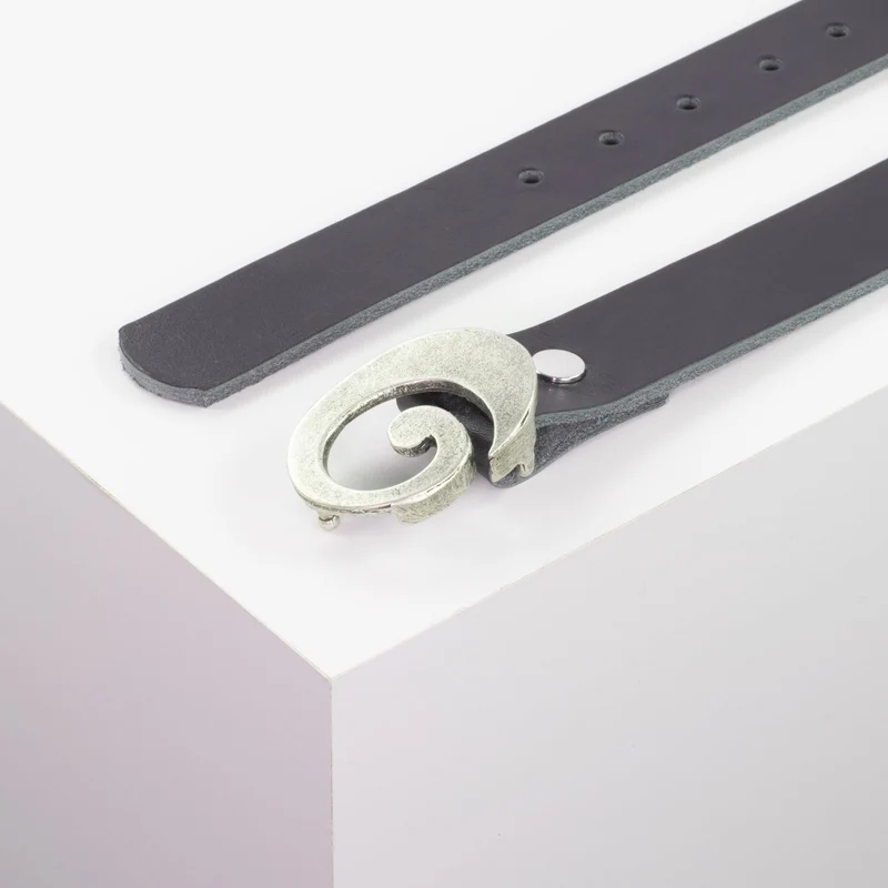 Ledergürtel 3cm mit Schnalle Schnecke silber matt