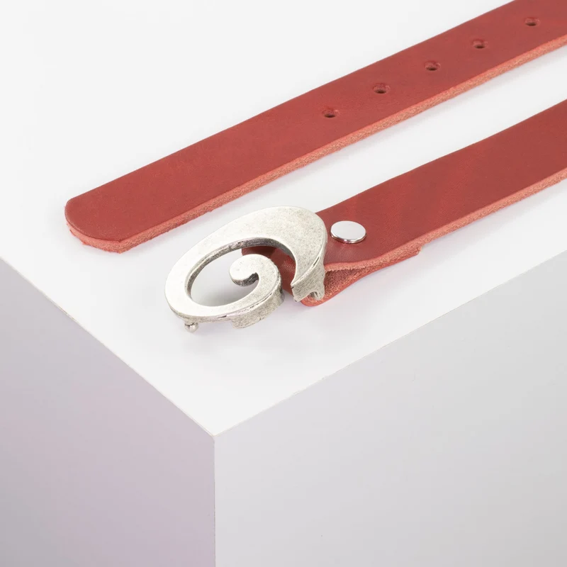 Ledergürtel 3cm mit Schnalle Schnecke silber matt