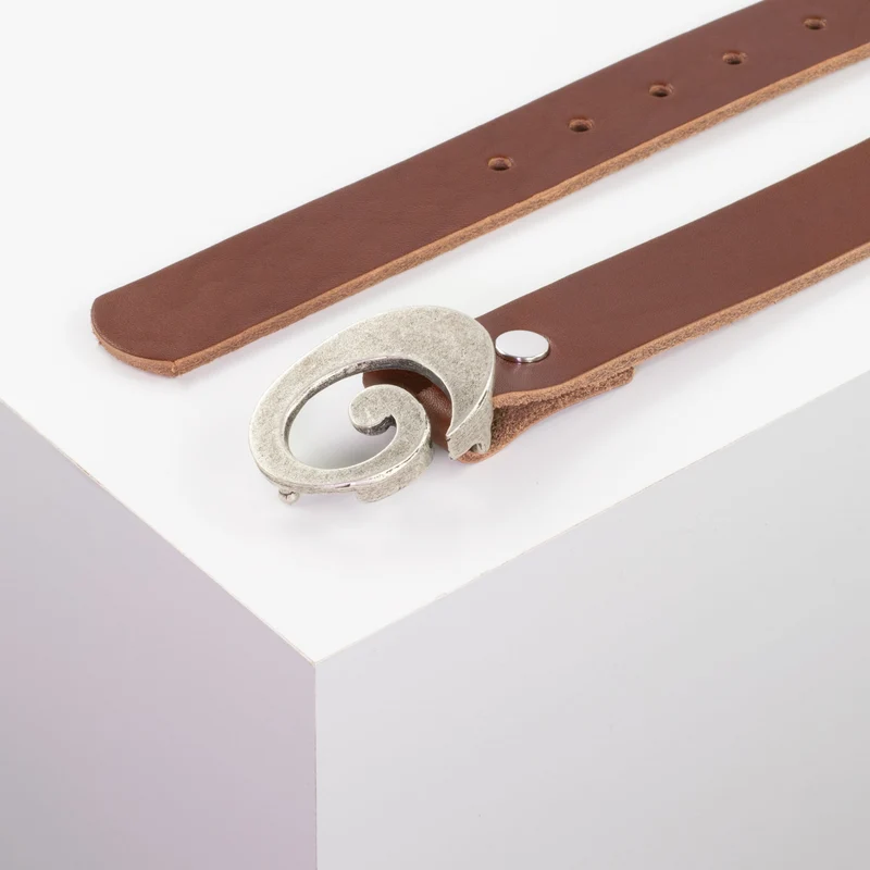 Ledergürtel 3cm mit Schnalle Schnecke silber matt