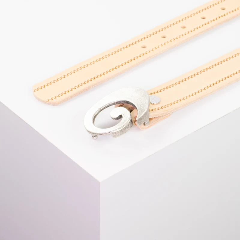 Ledergürtel 3cm mit Schnalle Schnecke silber matt