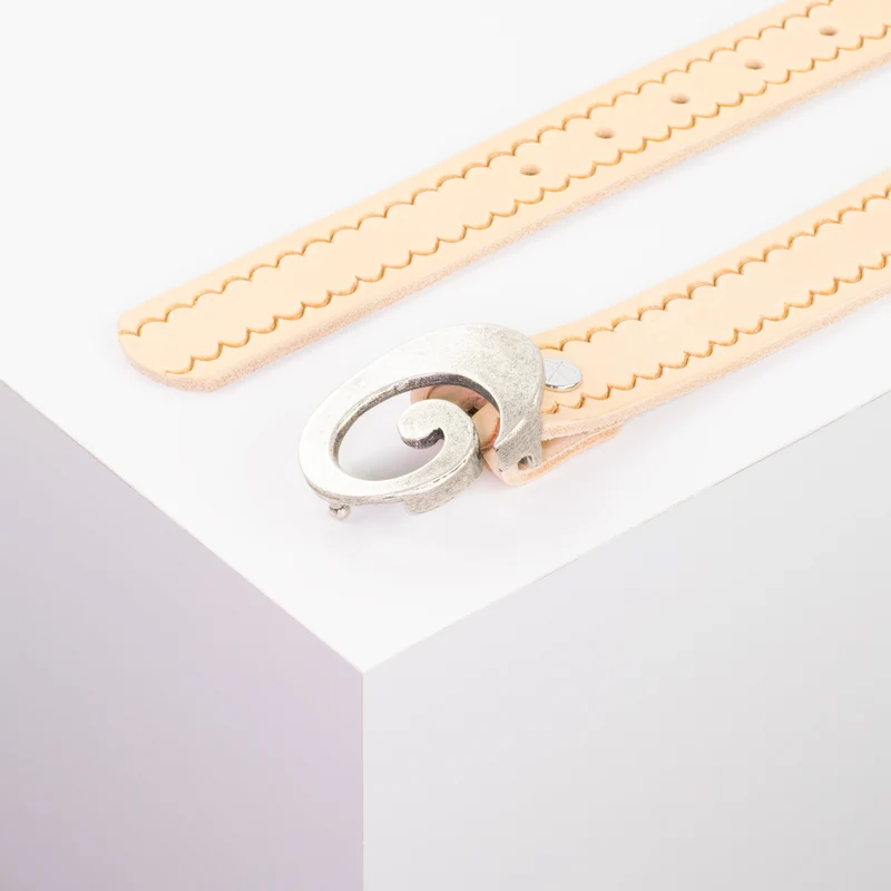 Ledergürtel 3cm mit Schnalle Schnecke silber matt
