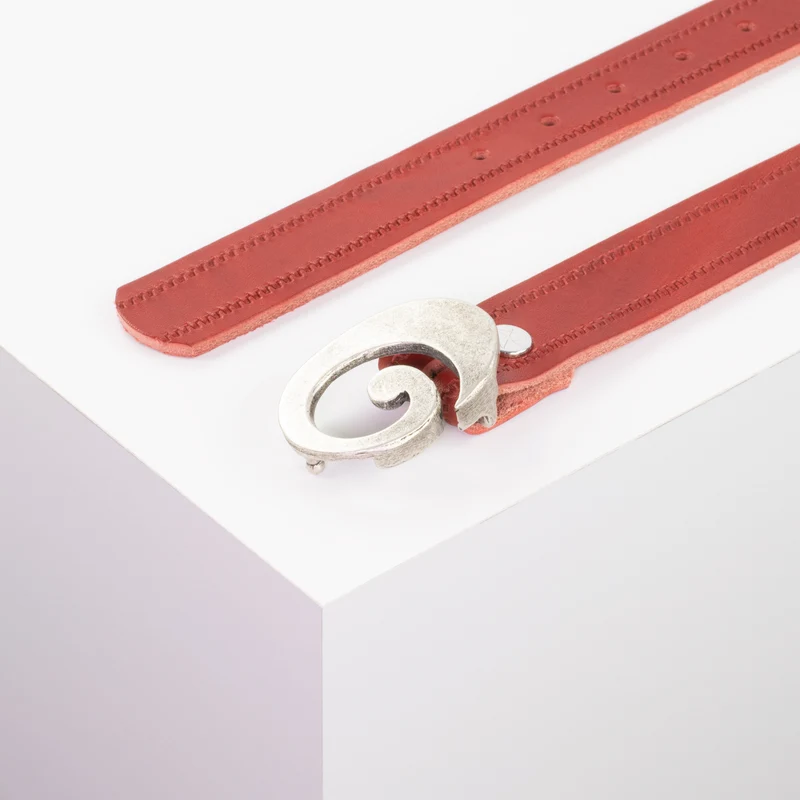 Ledergürtel 3cm mit Schnalle Schnecke silber matt