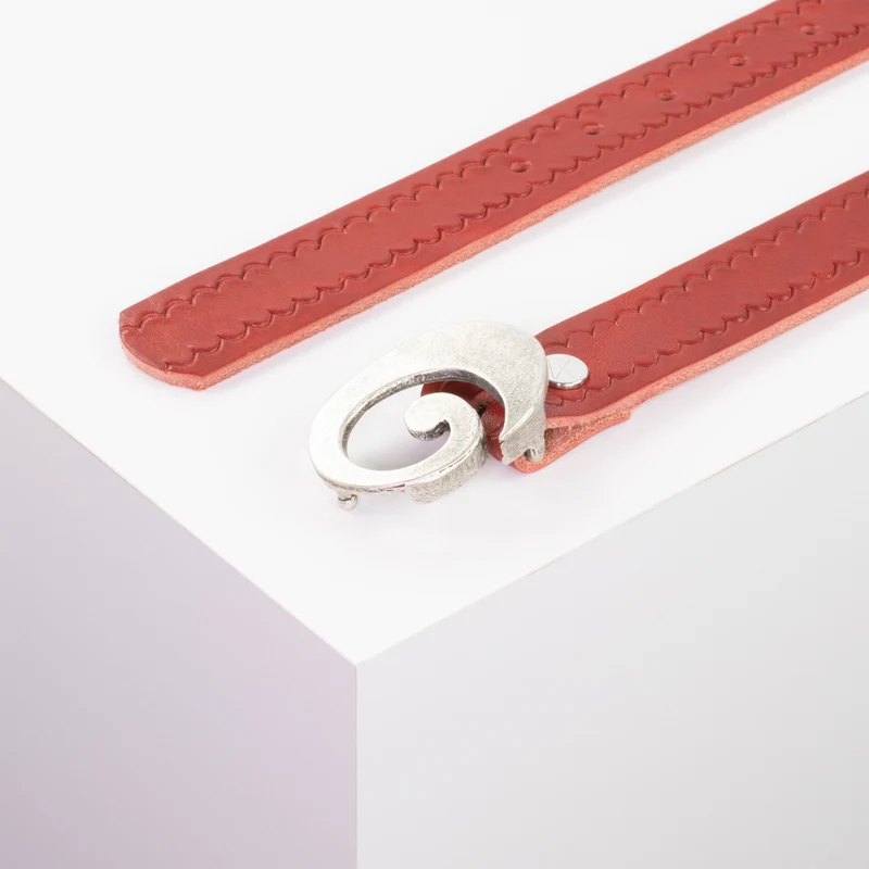 Ledergürtel 3cm mit Schnalle Schnecke silber matt