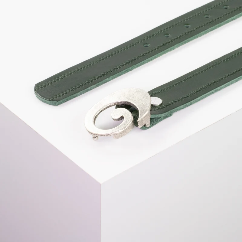 Ledergürtel 3cm mit Schnalle Schnecke silber matt