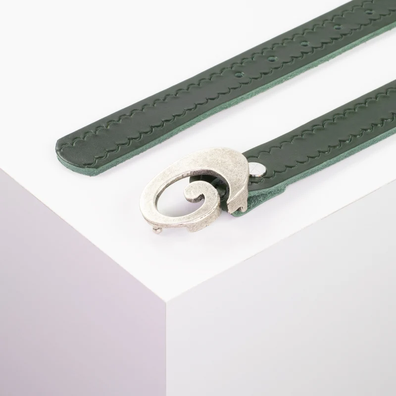 Ledergürtel 3cm mit Schnalle Schnecke silber matt