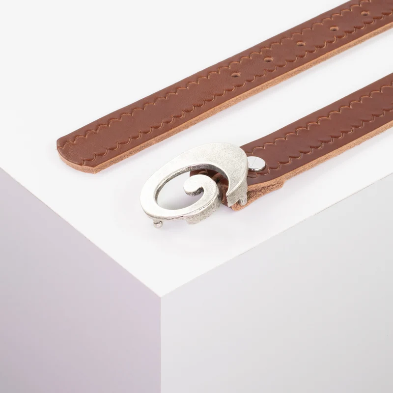Ledergürtel 3cm mit Schnalle Schnecke silber matt